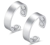 Vicmag Lote de 2 anillos magnéticos de cobre para mujer con 4 imanes 100 % cobre puro macizo, Taille réglable, Cobre