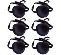 VICMAT 6 unids suave y cómodo parche de ojo pirata, negro para niños adultos parche ojo ajustable máscara