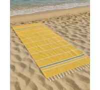 Vico Casa® Toalla de Playa Riviera 90x170cm, Fouta de Playa de algodón con diseño de Rayas, por Playa, Piscina, Sauna/Amarillo y Verde