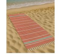 Vico Casa® Toalla de Playa Riviera 90x170cm, Fouta de Playa de algodón con diseño de Rayas, por Playa, Piscina, Sauna/Rojo y Verde