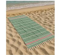 Vico Casa® Toalla de Playa Riviera 90x170cm, Fouta de Playa de algodón con diseño de Rayas, por Playa, Piscina, Sauna/Verde y Rojo