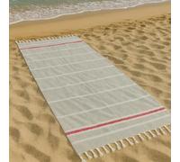 Vico Casa® Toalla de Playa Riviera 90x170cm, Fouta de Playa de algodón con diseño de Rayas, por Playa, Piscina, Sauna/Gris y Rojo