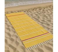 Vico Casa® Toalla de Playa Riviera Grande 90x200cm, Fouta de Playa de algodón con diseño de Rayas, por Playa, Piscina, Sauna/Amarillo y Rojo