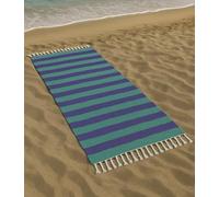 Vico Casa® Toalla de Playa VERSILIA Grande 90x200cm, Fouta de Playa de algodón con diseño de Rayas, por Playa, Piscina, Sauna/Verde y púrpura