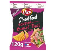 Vico Patatas fritas estilo Street Food con sabor a carne tailandesa, 120 g, sin aceite de palma, colorantes artificiales, conservantes o potenciadores del sabor