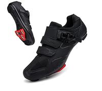 Vicogn Zapatos de ciclismo para hombre y mujer, compatibles con pedales de bicicleta Peloton para interiores, con clip en zapatos de bicicleta de carretera preinstalados con tacos Look Delta, Negro -,