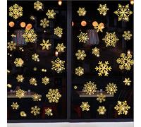 Vicor Goldene Schneeflocken Adhesivos de ventana navideños, 4 hojas, reutilizables, para ventanas, puertas, espejos y coches