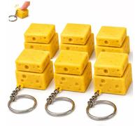 Vicqpouy 6 piezas Mini Queso Llaveros,Cheese Clic Mecánico Antiestrés Diseño Adorable Comida,Original Dumplingng,Regalos Para Mujer y Hombre,familiares,Compañeros Mochilas,Mochilas y Bolsos y llaves