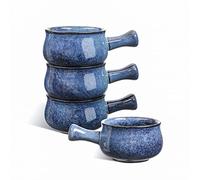 Vicrays Cuencos de sopa de cebolla francesa con asas, 26 onzas para sopa, chile, estofado de ternera, resistente a astillas, apto para lavavajillas y microondas, juego de 4 (azul)
