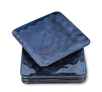 vicrays Juego de 6 platos cuadrados de cerámica, platos grandes de porcelana de 10 pulgadas para carne, pasta, pizza, aptos para microondas y lavavajillas, color azul