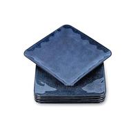 vicrays Juego de 6 platos cuadrados de cerámica, platos llanos de porcelana de 8 pulgadas para ensalada, postre, aperitivos, pan, aptos para microondas y lavavajillas, color azul