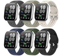 ViCRiOR Paquete de 6 correas de reloj compatibles con Amazfit Bip 6/Bip 5/GTR 4/GTR 3/3 Pro/GTR 2/2e/GTR 47mm/Helio, correa de silicona suave transpirable de 22 mm para Amazfit Cheetah Pro/Balance