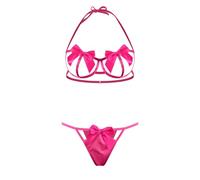 VicSec Conjunto de lencería de 2 Piezas de Sujetador + Tanga de Encaje Push-up Seductora para Mujer, Ropa Interior para Dormir, Encaje Sexy Mujer Lingerie Bordado Ropa