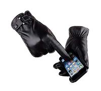 VICSPORT Guantes De Cuero Para Mensajes De Texto Con Pantalla TáCtil Para Hombre Guantes Suaves Negros CáLidos De Invierno Forro De Cachemira