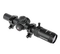 Vict Optics OPSL22 S6 Visor Óptico, 1-6x24, Tubo 30mm, Retícula Vi-CTSIX Iluminada, Negro. Exclusivo para Airsoft. Anillas para Rail Picatinny 20 mm