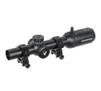 Vict Optics Zod Visor Táctico 1-4x20IR, Retícula VMD-2 Iluminada, 25,4mm, Negro. Uso Exclusivo para Airsoft. Anillas para Rail Picatinny 21 mm