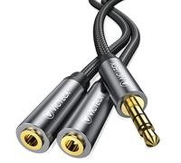VICTECK Audio y Splitter Cable, 3.5 mm Macho a 2 x 3.5 mm Hembra Headset Stereo Jack de Audio y Cable Adaptador Compatible con Samsung, Huawei, HTC, Sony, LG,Tablets, etc