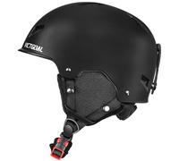 Victgoal Casco de Esquí para Hombre Mujere, Casco de Snowboard Ajustable de Seguridad Talla M/L con Buena Ventilación y Orejeras Calientes para Esquí Deportes de Invierno (M: 55-58cm, Negro)