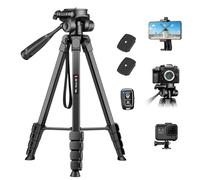 Victiv 172cm Tripode Camara, Trípode Movil para iPhone con Soprtre de Teléfono & Control Remoto, Trípode Portátil de Aluminio con Cabezal Giratorio Desmontable de 3 Vías para Nikon Canon Sony DSLR