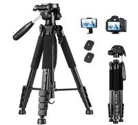 Victiv 185cm Tripode para Movil Alto, Tripode Camara para Nikon Canon Sony de Viaje, Aluminio Premium Trípode Cámara DSLR Reflex con Soporte para Telefono y 2 Placas de Liberación Rápida