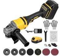 Victoam Amoladora angular a battería 125mm, 1500W Amoladora angular inalámbrica con motor sin escobillas, 4 velocidades, 30000 rpm, Mango antivibraciones, con 1x 3000mAh batería para corte y pulido