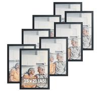 VictoR Dali Juego de 8 marcos de fotos de 15 x 21 cm (A5), color negro, cuadrados, madera, 15 x 21 cm, color negro