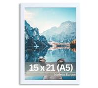 VictoR Dali Marco de fotos 15x21 cm (A5) Blanco - Marco de fotos de madera A5 - Marco de fotos Blanco 15x21 - marco de fotos de madera moderno con vidrio acrílico a prueba de roturas