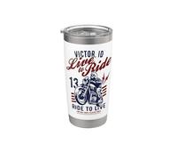 Victor Idaho - Cráneo para motocicleta, diseño vintage Vaso térmico de acero inoxidable de doble pared