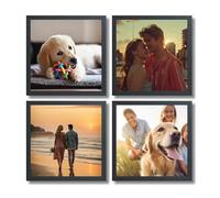 VictoR Klee Set de Marcos de Fotos de Madera, Moderno y Sencillo, 21x21 cm, Color Negro, Pack de 4