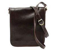 VICTOR LINE SRL Bolso bandolera hombre auténtica piel italiana color marrón - Artigiani Toscani Made in Italy - Bolso hombre, marrón, 22 X 26 X 9