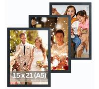 VictoR Lote de 3 marcos de fotos Dali - 15 x 21 cm (A5) - Negro - Marco de fotos cuadrado de madera - 15 x 21 cm - Negro