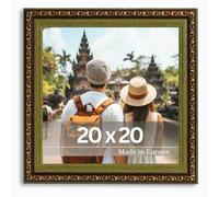 VictoR Marco antiguo vintage "Chagall", decorativo, cuadrado, estilo barroco, adecuado para certificados, 20 x 20 cm, Marrón / Verde