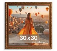 Victor Marco de fotos antiguo artístico "Chagall" en marrón y dorado, 30 x 30 cm, decorativo, vintage, adecuado para certificados, cuadrado