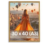 Victor Marco de Fotos David 30x40 cm (A3) - Color Oro - Acrílico irrompible - Diseño Moderno y Clásico - Estilo Art Deco - Moldura 14x17 mm