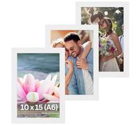 Victor Marco de Fotos Nolde Blanco 10x15 cm (A6) - Set de 3 - Moldura: 11x13mm - Marco A6 Madera - Vidrio Acrílico Irrompible