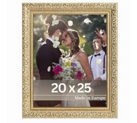 VictoR Marco de fotos vintage "Rubens" de 20x25 cm, color oro y verde - Bordes: 30x20mm - Vidrio auténtico - Marco de fotos barroco - antiguo - Marco de fotos 20x25 oro