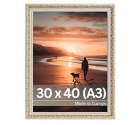 Victor Marcos de Fotos Vintage Rubens Beige Oro en 30x40 cm (A3) - Moldura: 30x20mm - Barroco - Antiguo - Marco 30x40 Vintage - Vidrio Auténtico