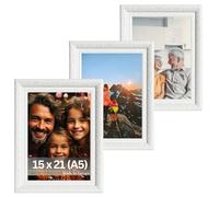 Victor Marcos de Fotos Vintage Rubens Blanco Set de 3-15x21 cm (A5) - Moldura: 30x20mm - Barroco - Antiguo - Vidrio Auténtico - Marco A5 Vintage
