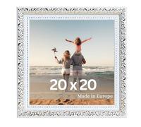 Victor Rubens - Marco de fotos de 20 x 20 cm, color blanco y dorado, marco de 30 x 20 mm, con cristal auténtico, estilo barroco vintage, cuadrado