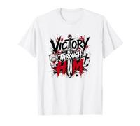 Victoria a través de él Cruz Guerrera Cristiana Camiseta
