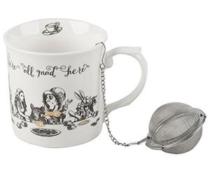 Victoria and Albert Alice in Wonderland - Juego de taza de té de porcelana con infusor de acero inoxidable, 300 ml
