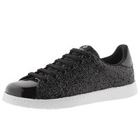 victoria Basket Tenis Glitter & Detalles Metalizados & Cordones Al Tono 112558 para Mujer Negro 36
