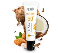 Victoria Beauty Bálsamo labial SPF 50, protector solar para labios, bálsamo labial con SPF 50, UVA y UVB, con protección de alto espectro, fórmula impermeable, 10 ml