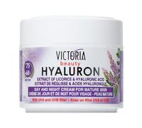 Victoria Beauty Crema antiedad hialurónico contra arrugas y ojeras, crema facial con ácido hialurónico y extracto de regaliz para mujeres y hombres, hidratante con ácido hialurónico con licorice, 2 x