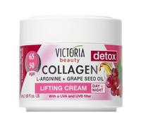 Victoria Beauty Crema de colágeno, crema facial antienvejecimiento con ácido hialurónico, niacinamida, aceite de semilla de uva y L-arginina, hidratante facial, actúa contra las arrugas, 50 ml