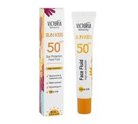 Victoria Beauty Fluido solar facial SPF 50 con ácido hialurónico, resistente al agua, SPF 50, UVA y UVB, protección solar de alto espectro, 40 ml