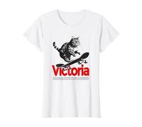VICTORIA - Bonito nombre de chica con gato y monopatín Camiseta