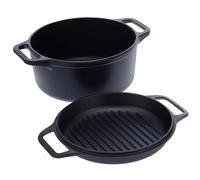 Victoria Cocina combinada de hierro fundido de 6 cuartos de galón, horno holandés y sartén, fabricado en Colombia, juego de 2 piezas, color negro