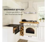 Victoria Cocina de gas de 4 zonas Vitrocerámica Marfil