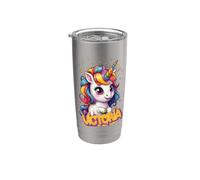 VICTORIA - Hermoso nombre de niña con un bonito unicornio Vaso térmico de acero inoxidable de doble pared